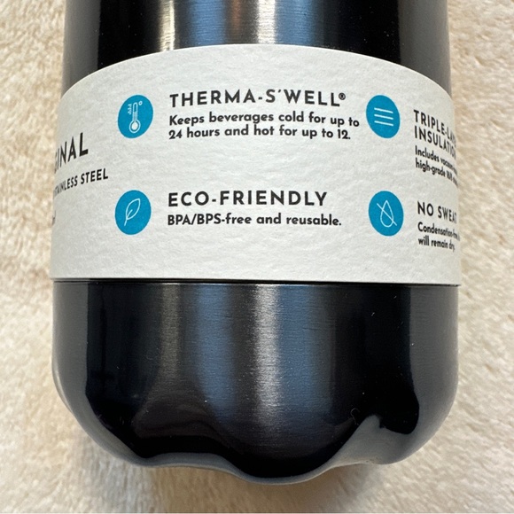 NWT Swell/S’well Insulated Stainless Steel Water Bottle, 17oz Shimmer Blue Suede - Picture 4 of 9
